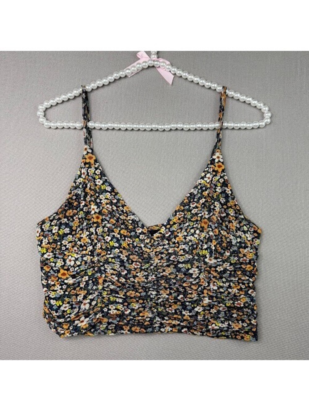 Urban Outfitters Floral Mesh Ruched Fairycore Grunge Crop Tank Top Medium M